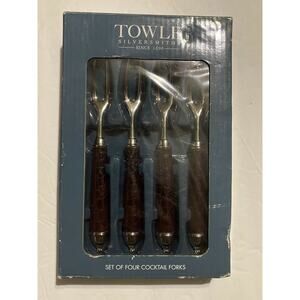 TOWLE Living Stainless Steel Crocodile Print Cocktail Forks Set of 4